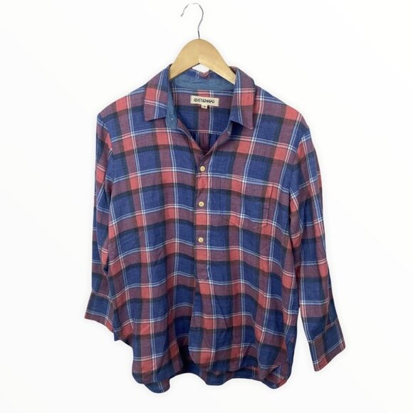 Madewell Rivet & Thread Harvey Plaid Popover Shirt Size Small Cotton Pink Blue S - Picture 4 of 14